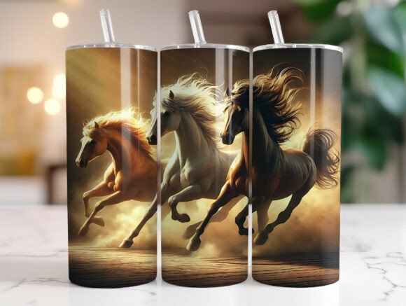 20oz Alcohol Ink Painting Horse Tumbler