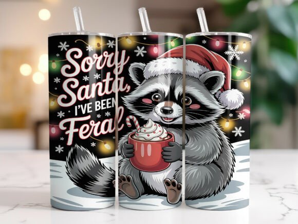 20oz Funny Christmas Racoon Tumbler Wrap Review