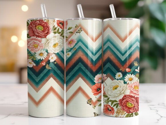 Boho Zigzag Floral Tumbler Wrap PNG Review