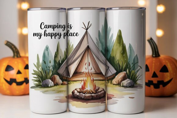 Camping Happy Place Tumbler Design