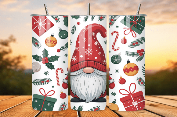 Christmas Gnome with Gifts Tumbler Wrap