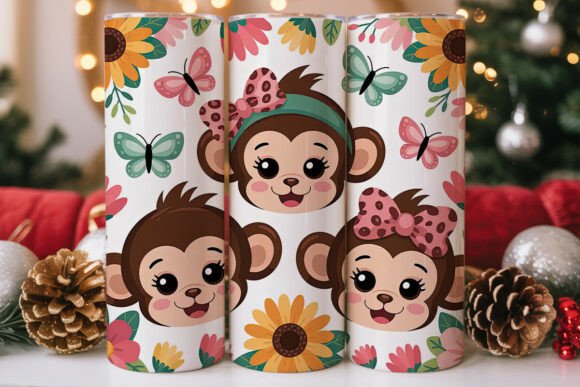 Cute Monkeys and Sunflowers Tumbler Wrap Design Review