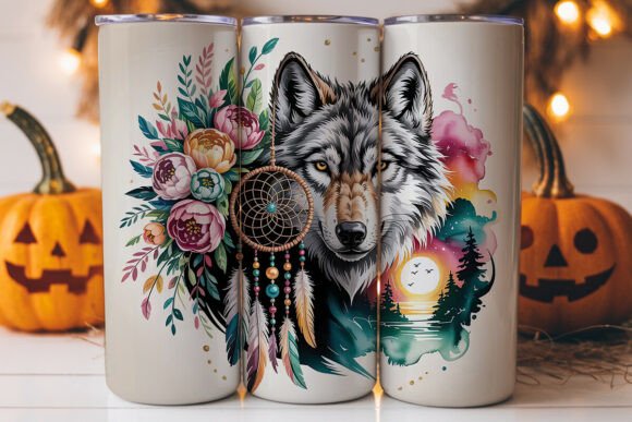 Dreamcatcher Wolf Tumbler Wrap
