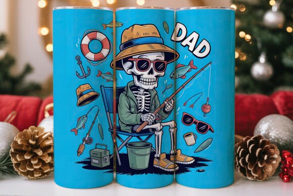 Fishing Skeleton Dad Tumbler Wrap Design Review
