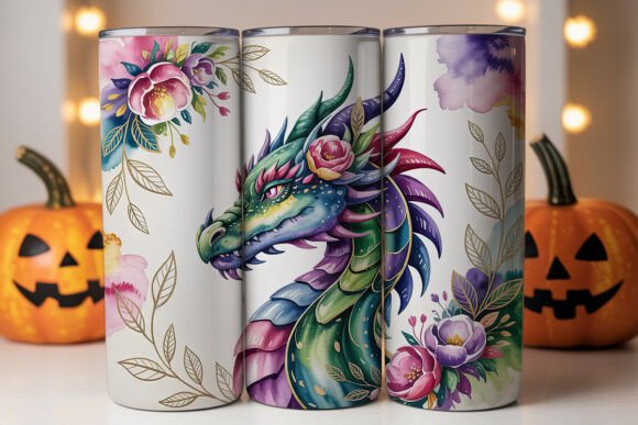 Floral Dragon Tumbler Wrap
