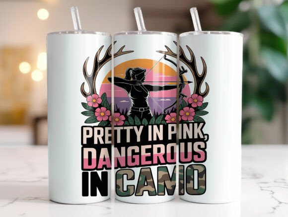 Pink Camo Hunting Girl Tumbler Wrap