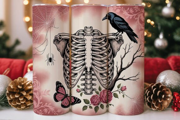 Pink Gothic Ribcage Tumbler Wrap
