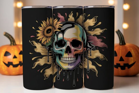 Sunflower Skull Tumbler Wrap