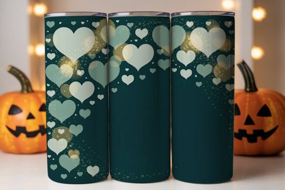Teal Bokeh Hearts Tumbler Wrap